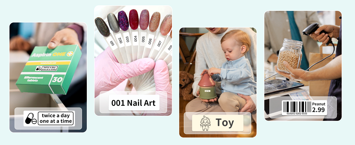 phomemo d30 bluetooth label maker, portable handheld thermal printer, inkless custom stickers for home, kids, school & office