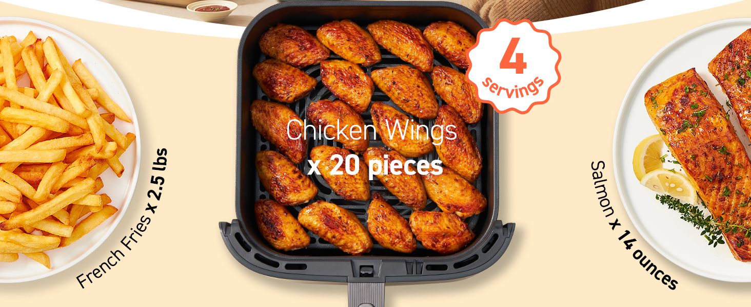 cosori 9 in 1 air fryer 6qt – turboblaze, crispy low oil frying, roast, bake, reheat, quick healthy meals, dishwasher safe