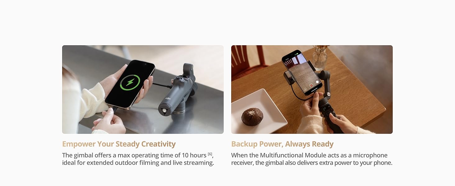dji osmo mobile 7p – 3 axis phone gimbal, quick launch, tripod, 10hr battery