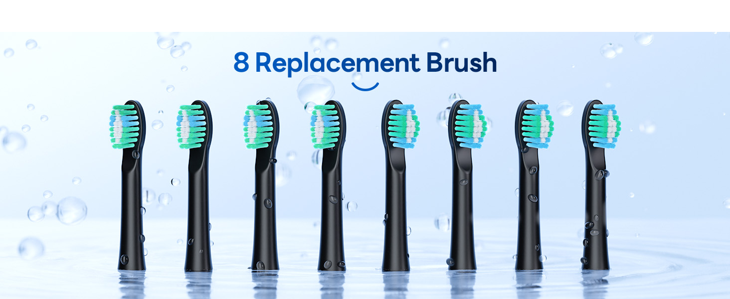 bymore electric toothbrush for adults, travel sonic rechargeable, 8 replacement heads, 5 modes, 330 day battery