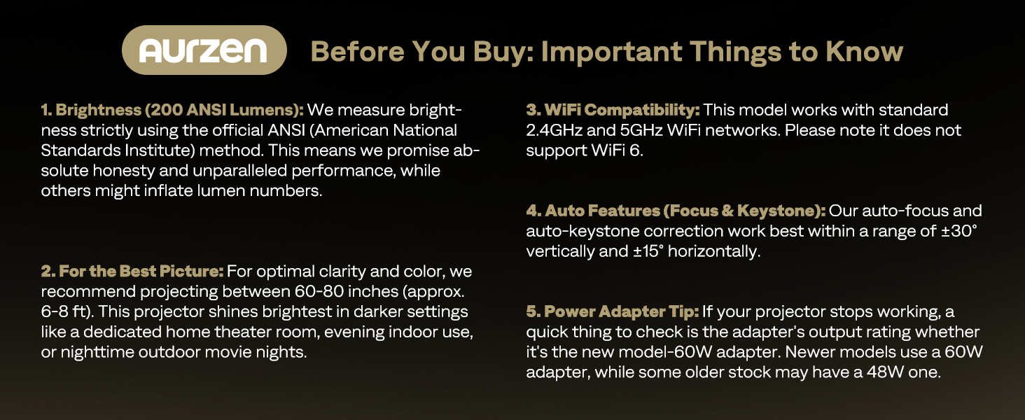 aurzen eazze d1 smart projector, wifi & bluetooth, netflix, auto focus, 1080p, dolby audio, portable outdoor mini projector