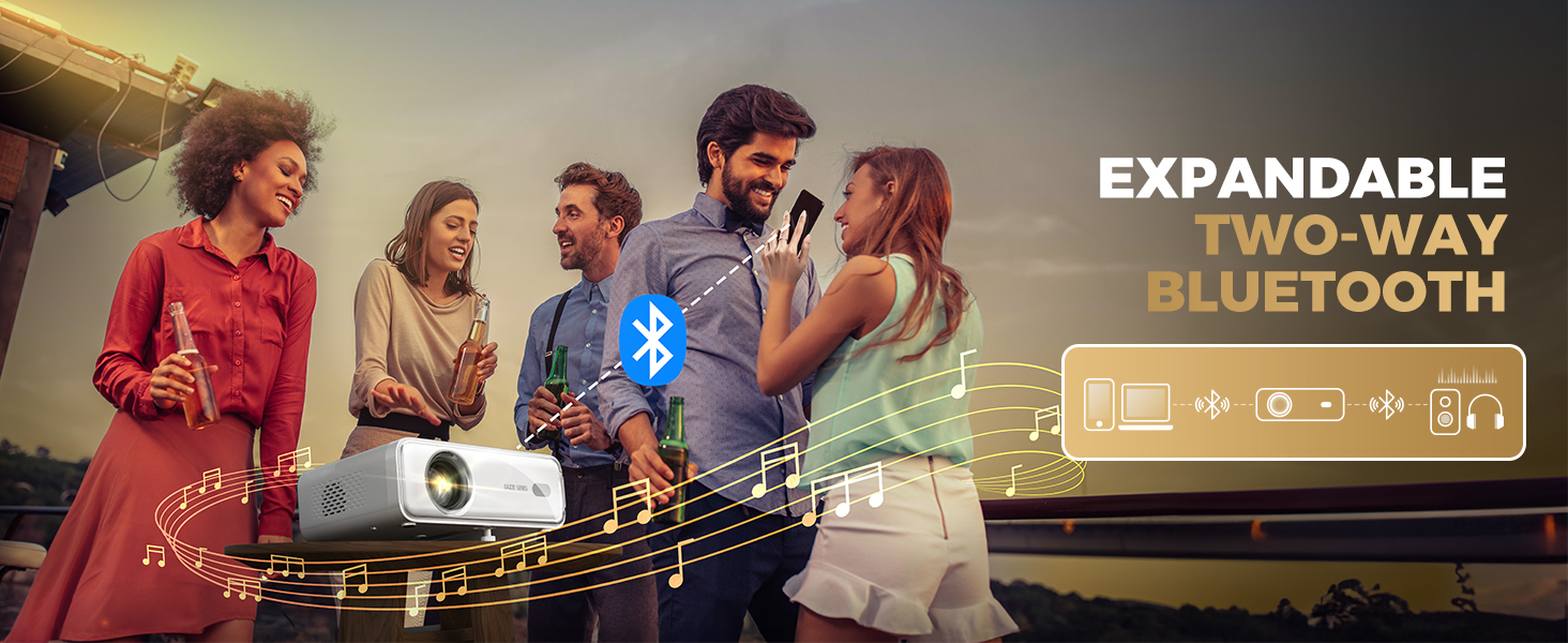 aurzen eazze d1 smart projector, wifi & bluetooth, netflix, auto focus, 1080p, dolby audio, portable outdoor mini projector