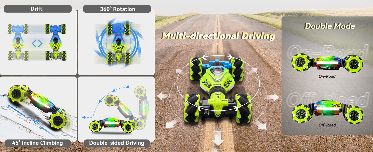 4wd gesture rc car – drift, twist, hand control, offroad stunt, lights & music
