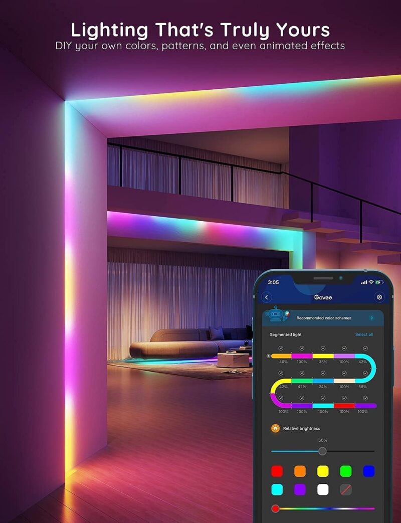 govee rgbic led strip – diy multi color, bluetooth & music sync