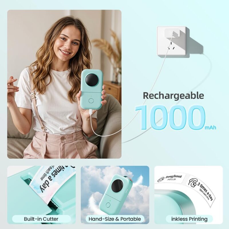 phomemo d30 bluetooth label maker, portable handheld thermal printer, inkless custom stickers for home, kids, school & office