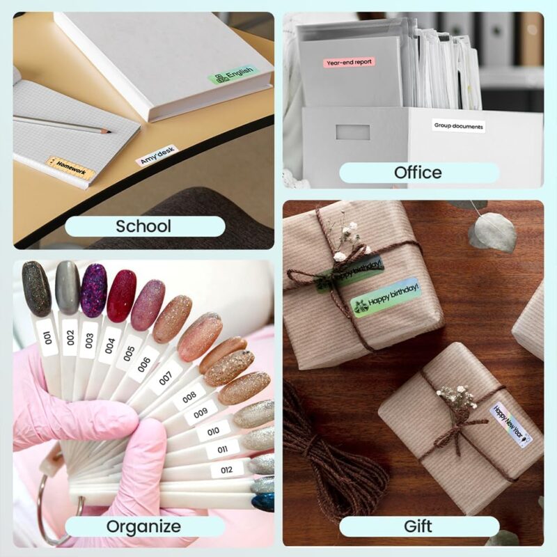 phomemo d30 bluetooth label maker, portable handheld thermal printer, inkless custom stickers for home, kids, school & office