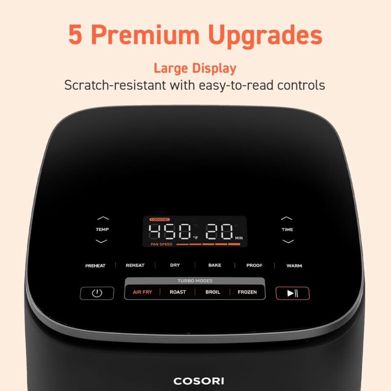 cosori 9 in 1 air fryer 6qt – turboblaze, crispy low oil frying, roast, bake, reheat, quick healthy meals, dishwasher safe