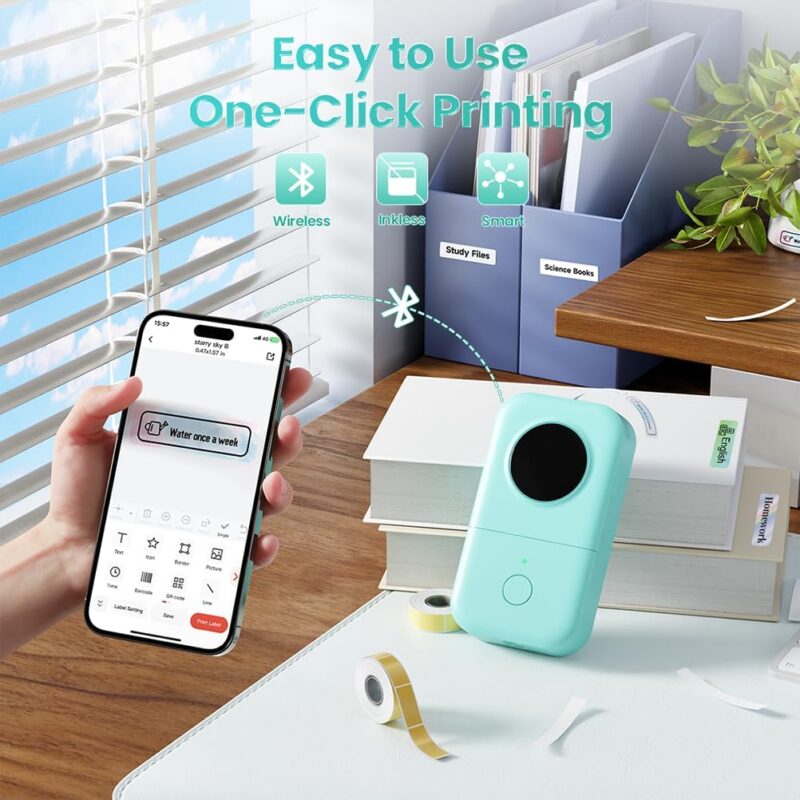 phomemo d30 bluetooth label maker, portable handheld thermal printer, inkless custom stickers for home, kids, school & office