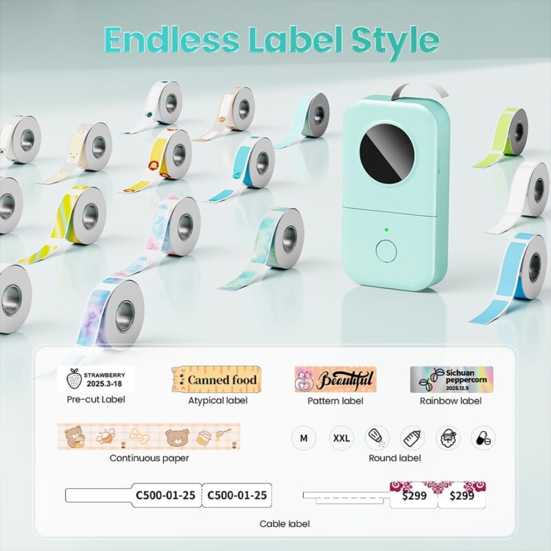 phomemo d30 bluetooth label maker, portable handheld thermal printer, inkless custom stickers for home, kids, school & office