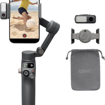dji osmo mobile 7p – 3 axis phone gimbal, quick launch, tripod, 10hr battery