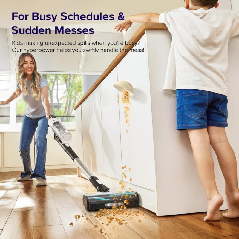 levoit cordless stick vacuum, 50 min, tangle free, lightweight, powerful for carpet & hard floor