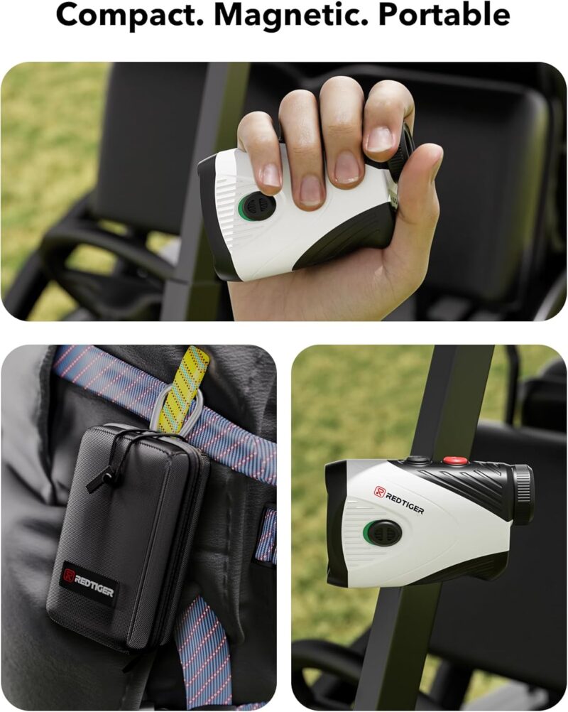 redtiger golf rangefinder with slope, 1200y laser, 7x magnification, flag lock vibration, rechargeable – golfvue series 1
