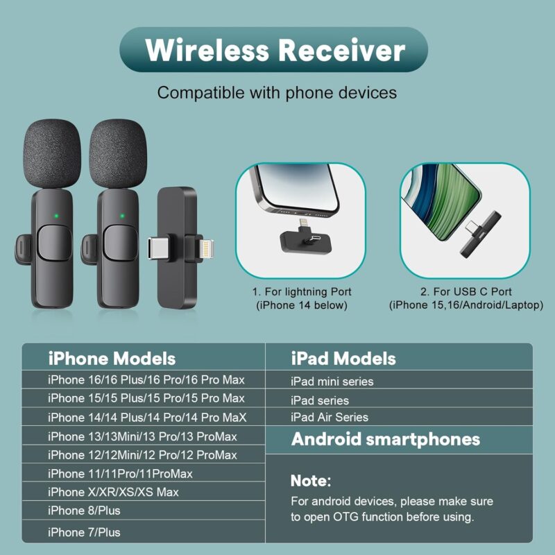 maybesta mini wireless lavalier mic – clip on bluetooth microphone