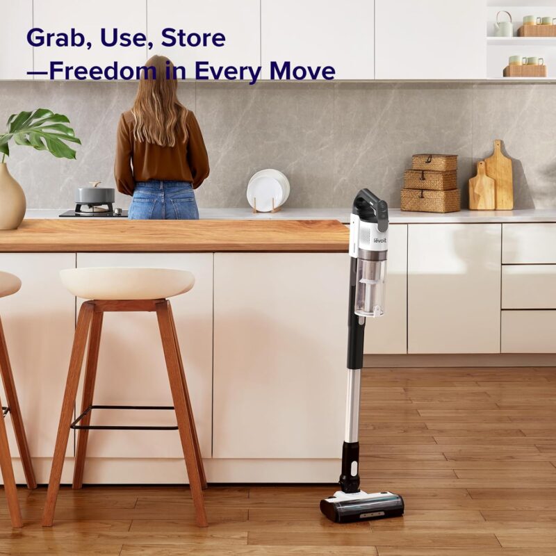 levoit cordless stick vacuum, 50 min, tangle free, lightweight, powerful for carpet & hard floor