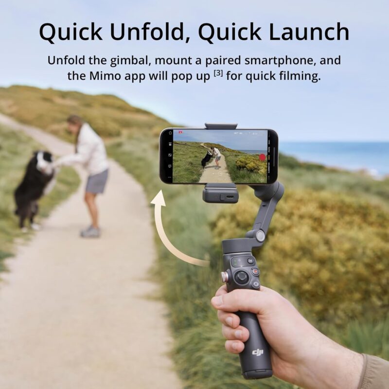dji osmo mobile 7p – 3 axis phone gimbal, quick launch, tripod, 10hr battery