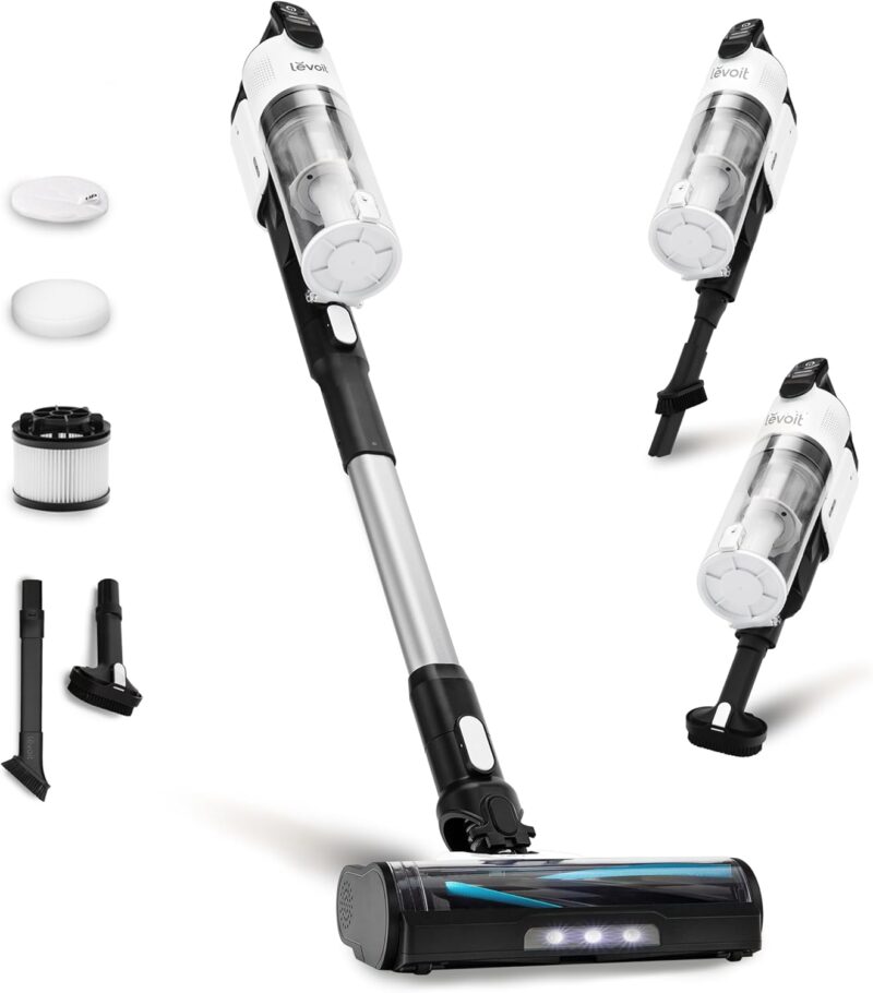 levoit cordless stick vacuum, 50 min, tangle free, lightweight, powerful for carpet & hard floor