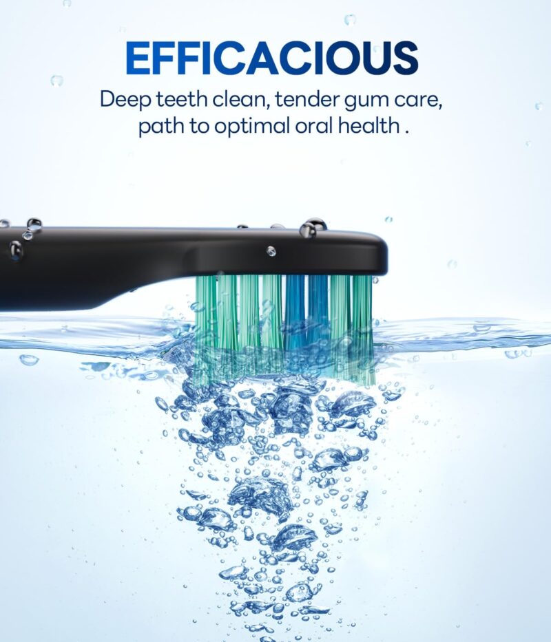 bymore electric toothbrush for adults, travel sonic rechargeable, 8 replacement heads, 5 modes, 330 day battery