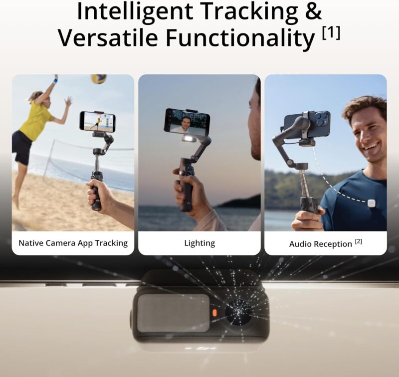 dji osmo mobile 7p – 3 axis phone gimbal, quick launch, tripod, 10hr battery