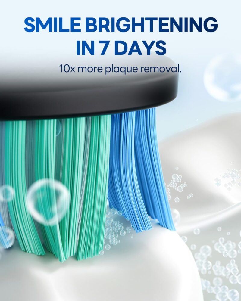 bymore electric toothbrush for adults, travel sonic rechargeable, 8 replacement heads, 5 modes, 330 day battery