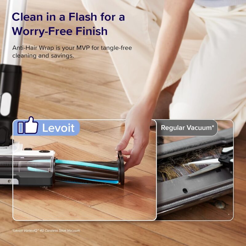 levoit cordless stick vacuum, 50 min, tangle free, lightweight, powerful for carpet & hard floor