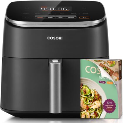 cosori 9 in 1 air fryer 6qt – turboblaze, crispy low oil frying, roast, bake, reheat, quick healthy meals, dishwasher safe